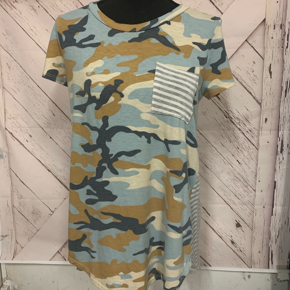 Two sided camouflage and striped  top